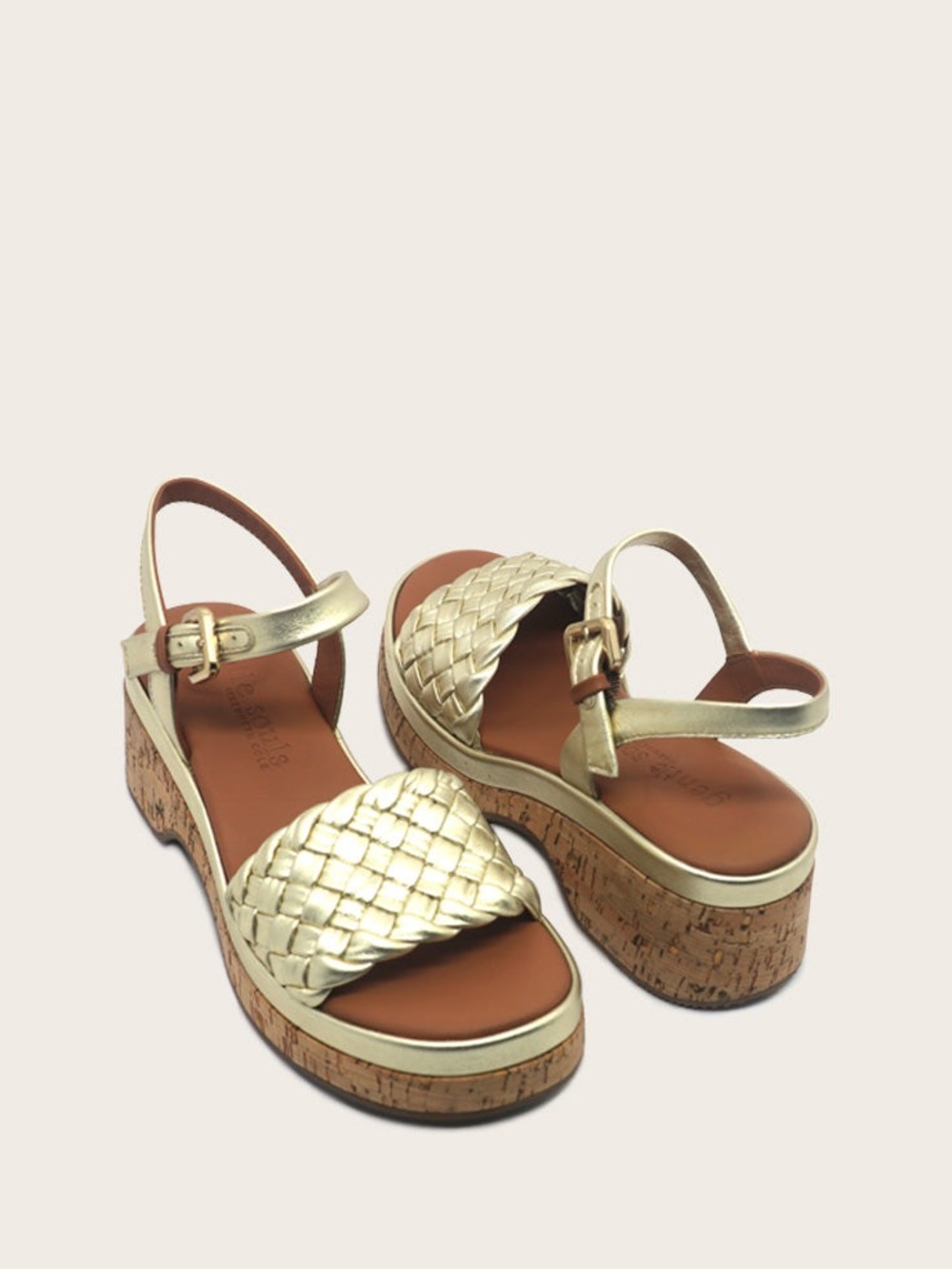 gentle souls Gold Woven Cork Platform Sandals NWT 7.5